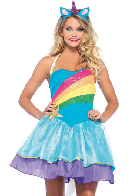 Feestbazaar Rainbow Unicorn Kostuum Dames