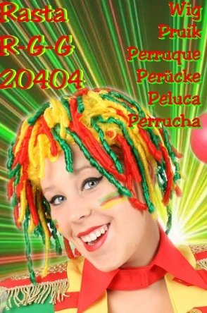 Feestbazaar Rasta pruik rood/geel/groen