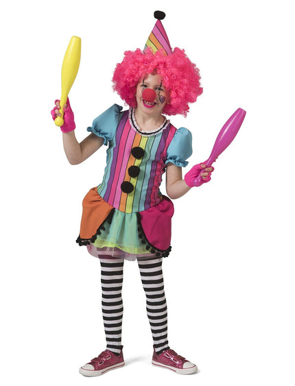 Feestbazaar Regenboog Clown Kostuum Meisje