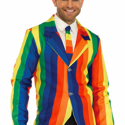 Feestbazaar Regenboog colbert met stropdas