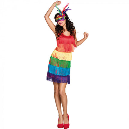 Feestbazaar Regenboog flapper jurk dames