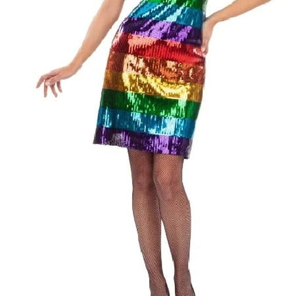 Feestbazaar Regenboog Jurk Met Spaghetti Bandjes