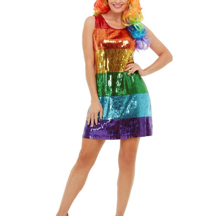Feestbazaar Regenboog Jurk Pailletten