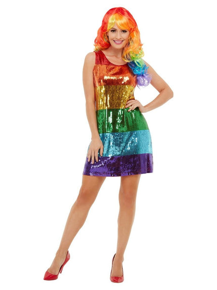 Feestbazaar Regenboog Jurk Pailletten