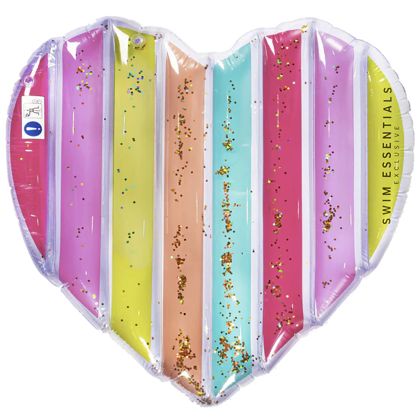 Feestbazaar Regenboog Luchtbed Glitter Hart Essentials
