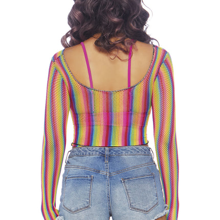 Feestbazaar Regenboog visnet Crop top