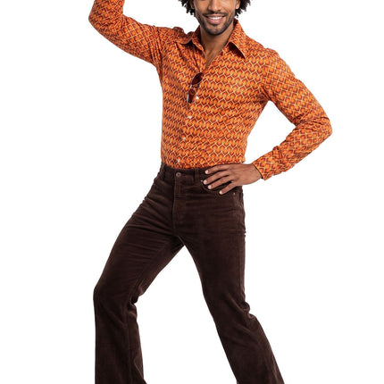 Feestbazaar Retro Disco Blouse Groove Master Orange