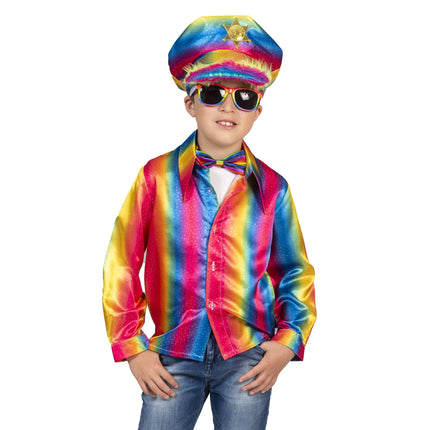Feestbazaar Retro Disco Shirt Rainbow Kind