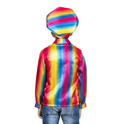 Feestbazaar Retro Disco Shirt Rainbow Kind