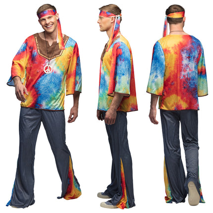 Feestbazaar Retro Flower Power Kostuum Man Marley