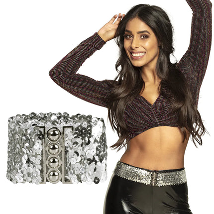 Feestbazaar Riem Disco Pailletten Zilver