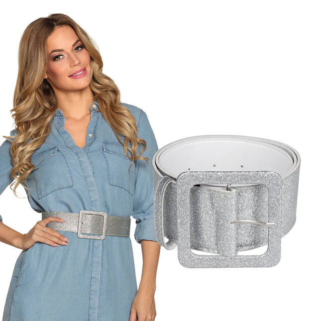 Feestbazaar Riem zilver glitter