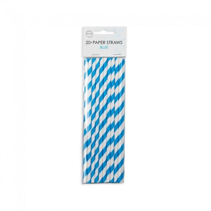 Feestbazaar Rietjes Blauw/Wit Gestreept (20st)