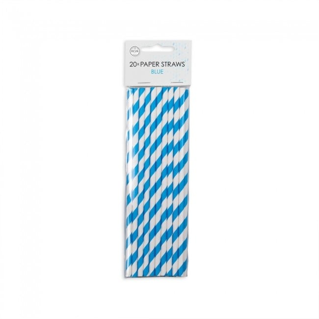 Feestbazaar Rietjes Blauw/Wit Gestreept (20st)