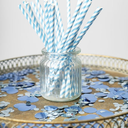 Feestbazaar Rietjes Blauw/Wit Gestreept (20st)