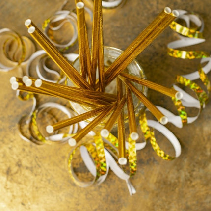 Feestbazaar Rietjes Metallic Goud (20st)