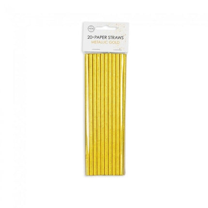 Feestbazaar Rietjes Metallic Goud (20st)