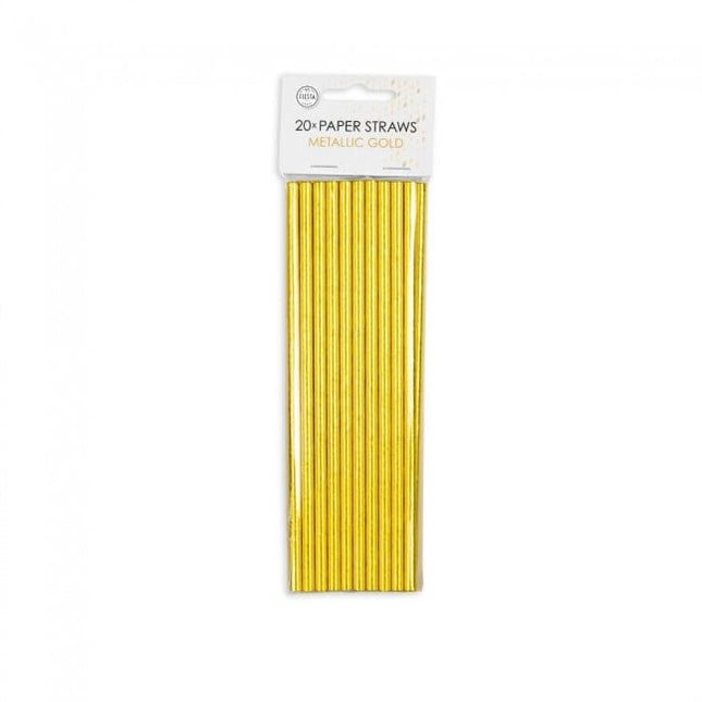 Feestbazaar Rietjes Metallic Goud (20st)