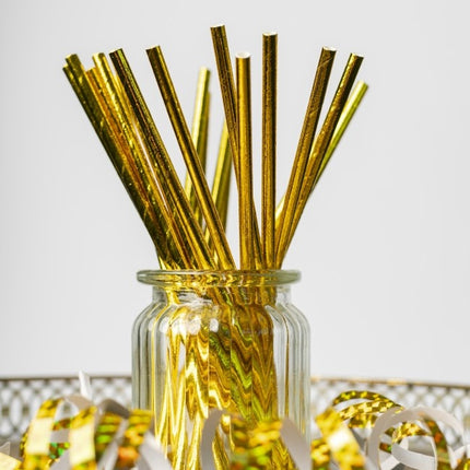 Feestbazaar Rietjes Metallic Goud (20st)