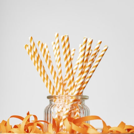 Feestbazaar Rietjes Oranje/Wit Gestreept (20st)