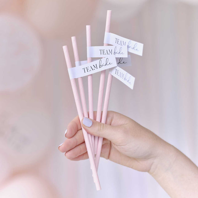 Feestbazaar Rietjes Team Bride Roze (16st)