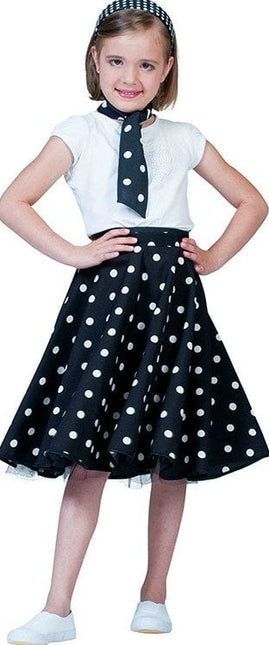 Feestbazaar Rock and Roll rok met sjaaltje kind zwart/wit