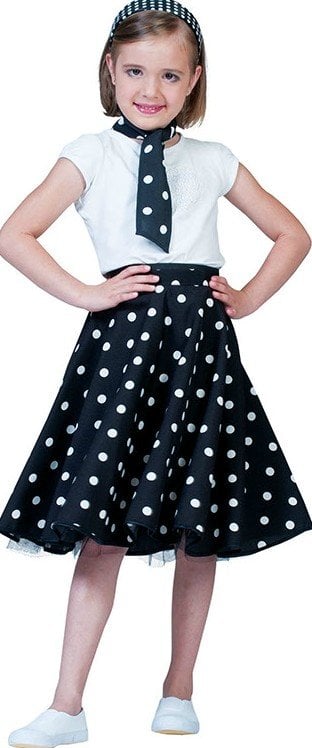 Feestbazaar Rock and Roll rok met sjaaltje kind zwart/wit