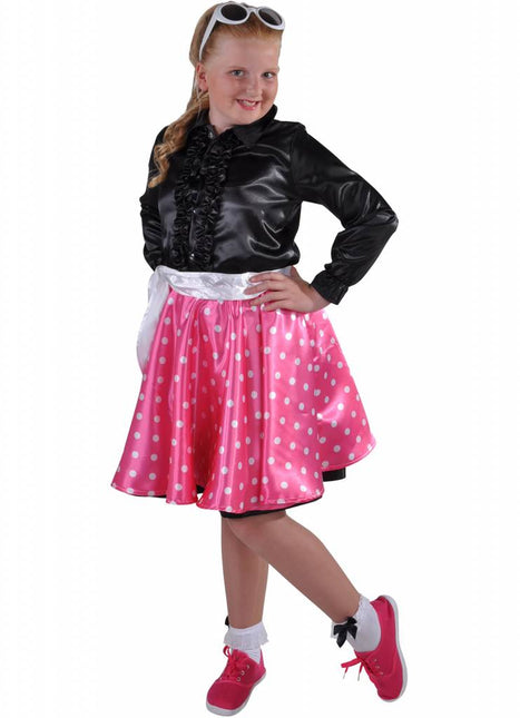 Feestbazaar Rock en Roll rokje Grease kind pink elite