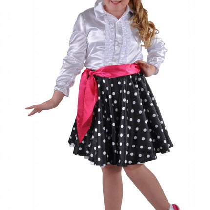 Feestbazaar Rock en Roll rokje Grease kind zwart elite