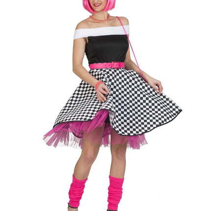 Feestbazaar Rock 'n Roll Rok Zwart/Wit