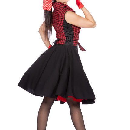 Feestbazaar Rockabilly Kostuum Jaren 50 Rizzo Rood/Zwart