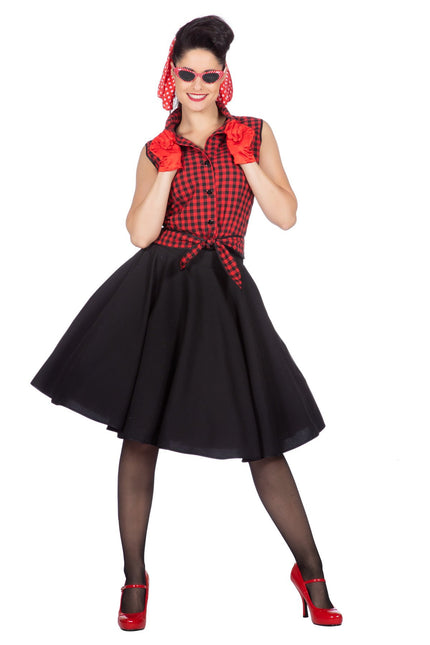 Feestbazaar Rockabilly Kostuum Jaren 50 Rizzo Rood/Zwart