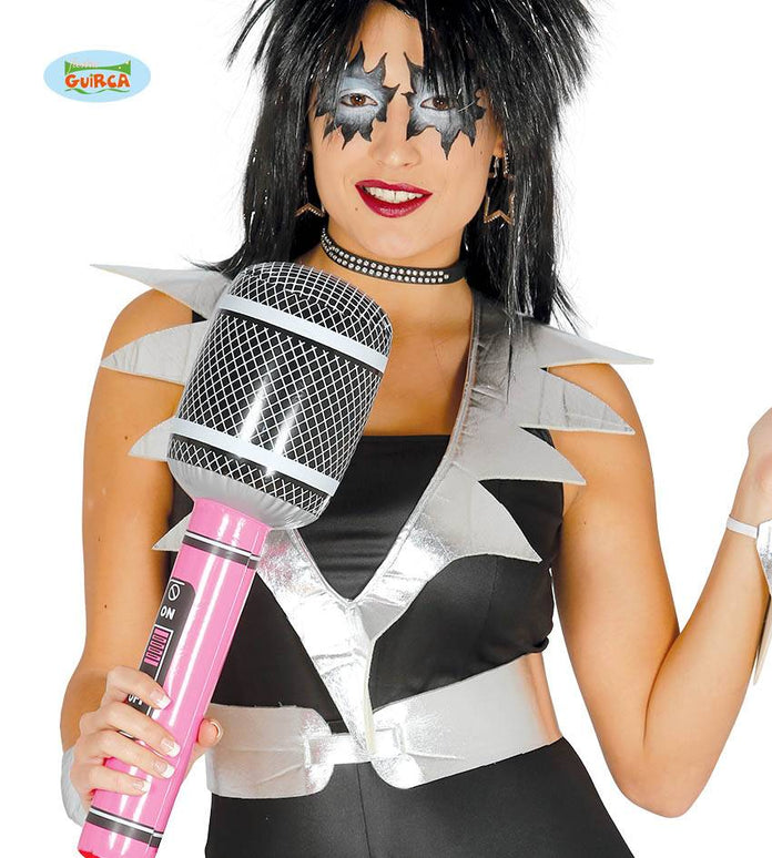 Feestbazaar Rocker Microfoon opblaasbaar 50cm