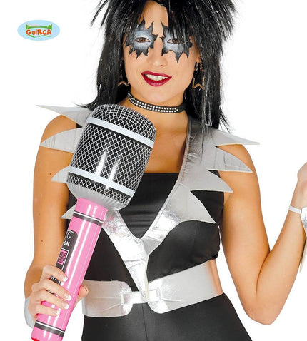 Feestbazaar Rocker Microfoon opblaasbaar 50cm