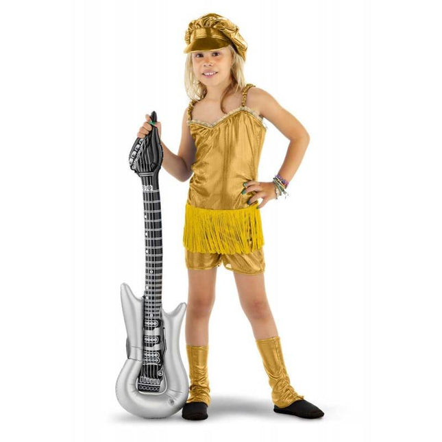 Feestbazaar Rocker Popster girl pakje goud