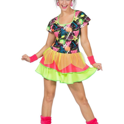 Feestbazaar Rockin the 80's jurkje neon