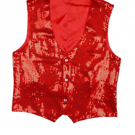 Feestbazaar Rode Gilet glitter man