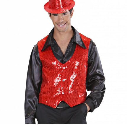 Feestbazaar Rode Gilet glitter man