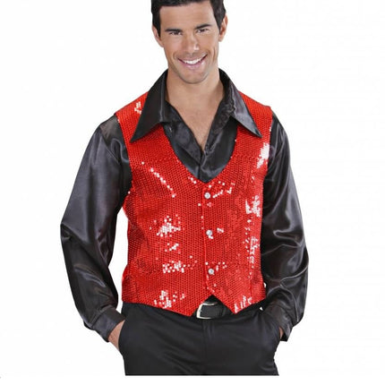 Feestbazaar Rode Gilet glitter man
