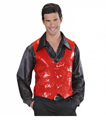Feestbazaar Rode Gilet glitter man