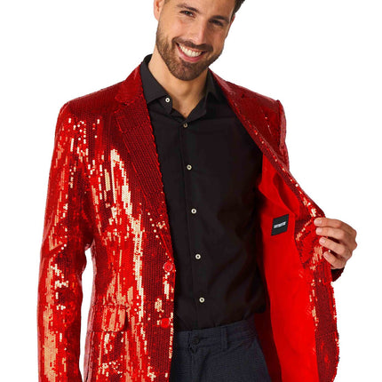 Feestbazaar Rode Glamour Colbert Pailletten Rood Heren