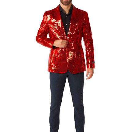 Feestbazaar Rode Glamour Colbert Pailletten Rood Heren