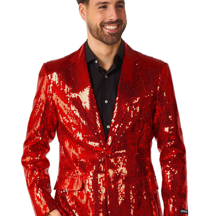 Feestbazaar Rode Glamour Colbert Pailletten Rood Heren