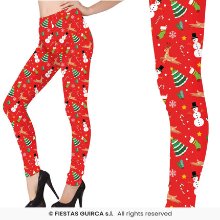 Feestbazaar Rode Kerstmis Legging Prints