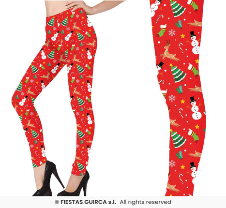 Feestbazaar Rode Kerstmis Legging Prints