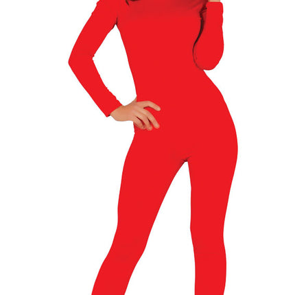 Feestbazaar Rode Second Skin Jumpsuit Lang Vrouw