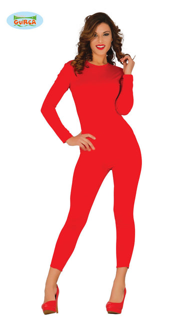 Feestbazaar Rode Second Skin Jumpsuit Lang Vrouw