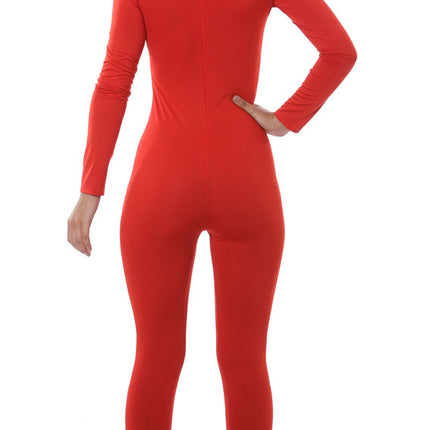 Feestbazaar Rode Second Skin Jumpsuit Lang Vrouw