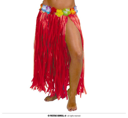 Feestbazaar Rode Tropical Sliertjes Rok met Bloemen 75cm