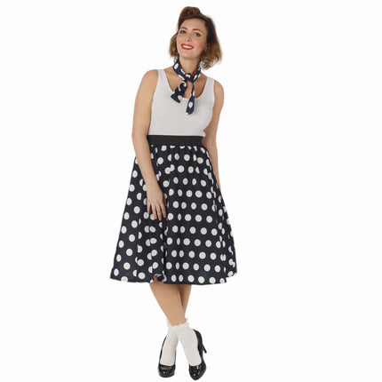 Feestbazaar Rok Dames Polkadot Zwart met Sjaaltje